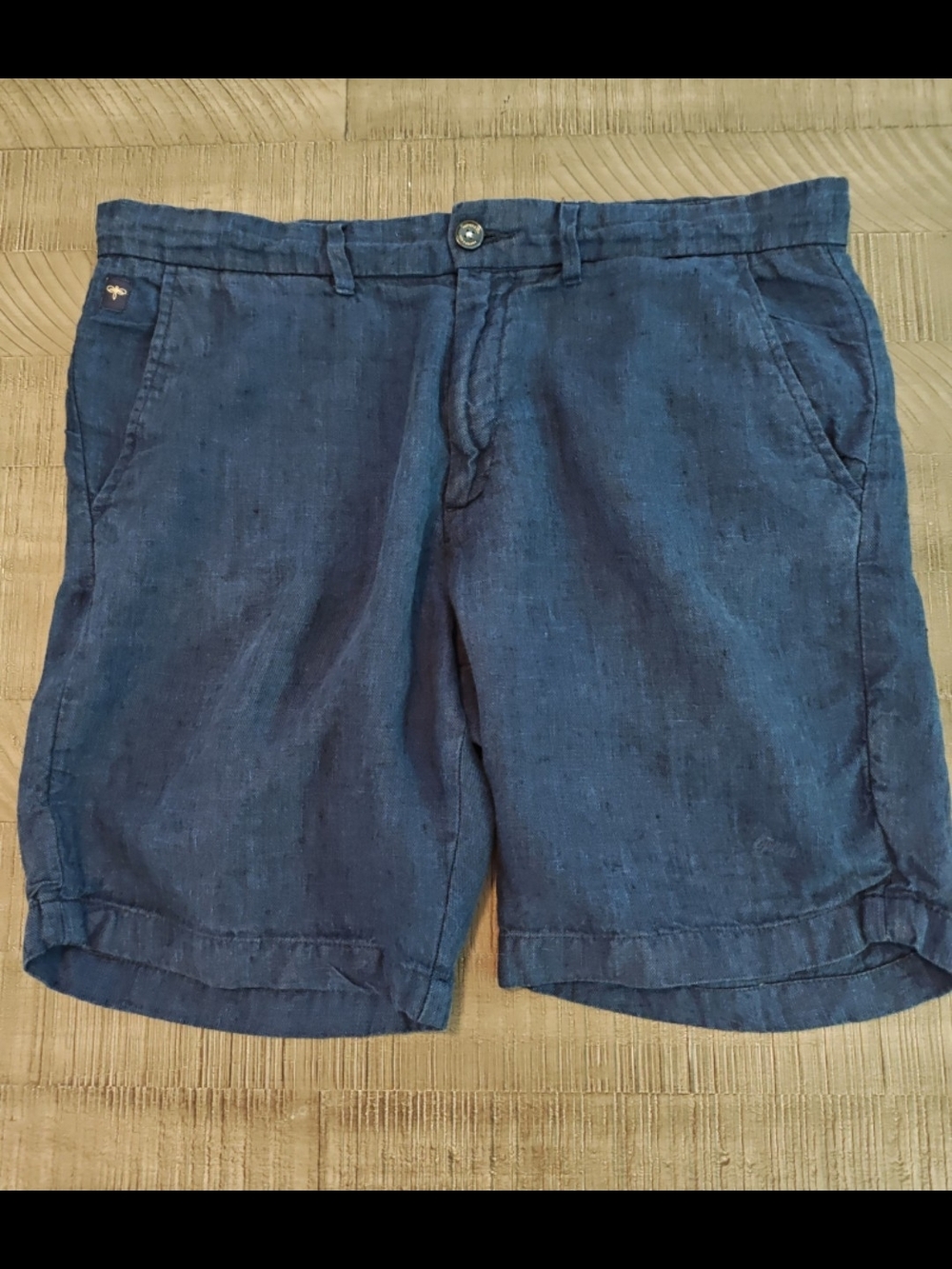 Men's Navy Casual Linen-Blend Shorts Size 36